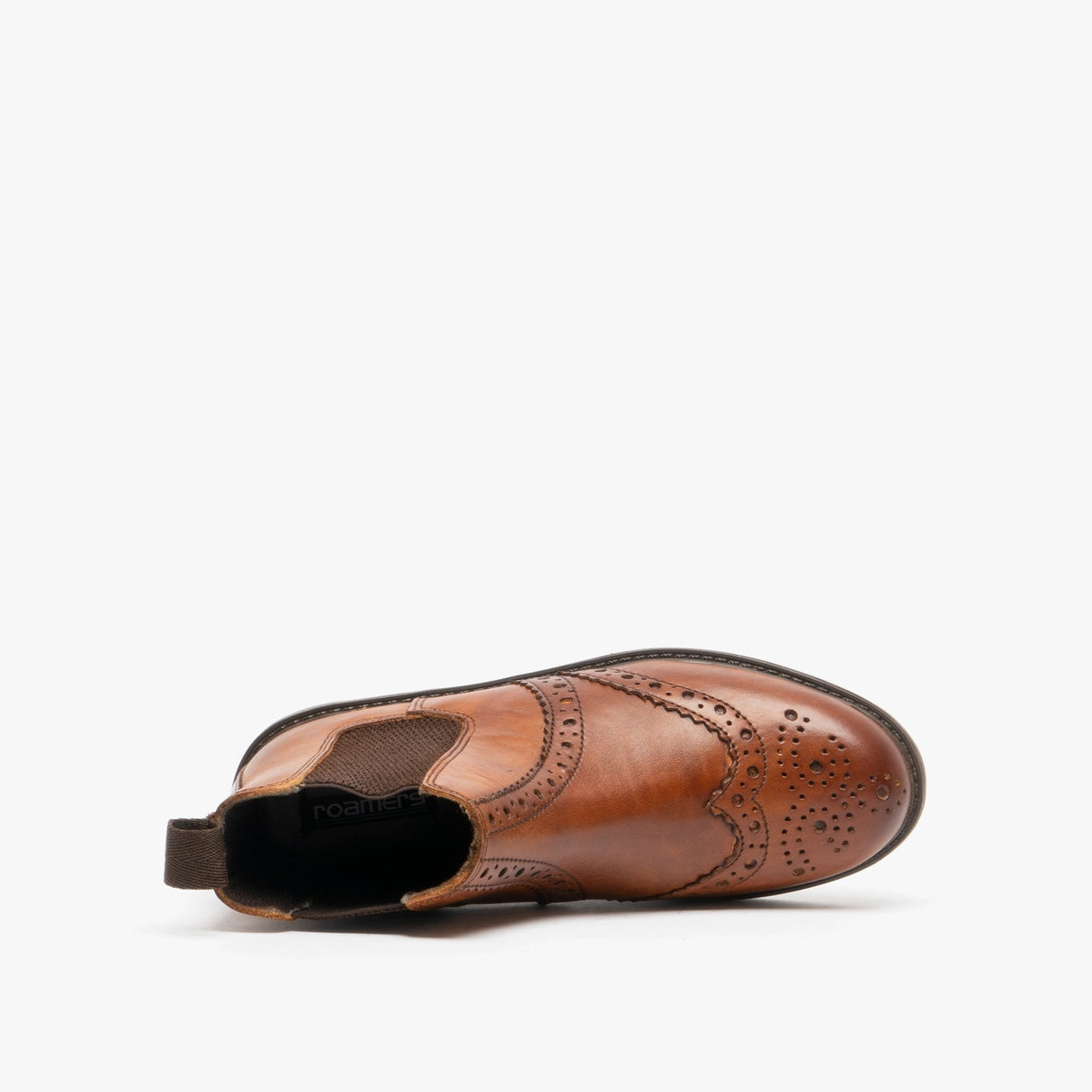 Roamers JOHNNY Boys Leather Brogue Chelsea Boots Tan
