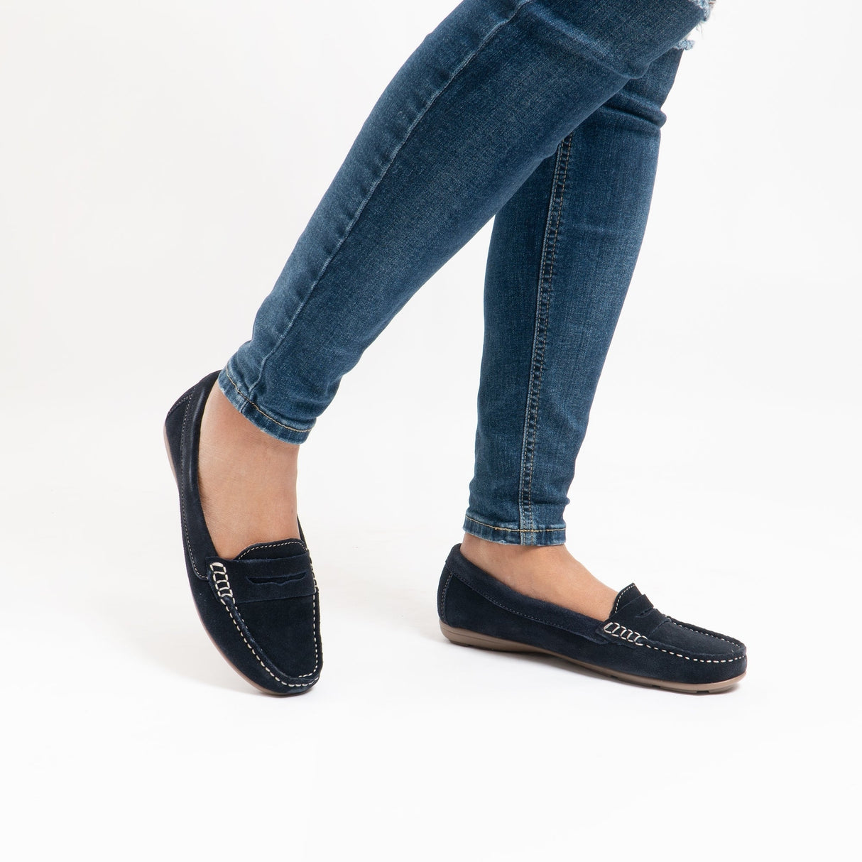 Hush Puppies MARGOT Womens Suede Loafers Navy