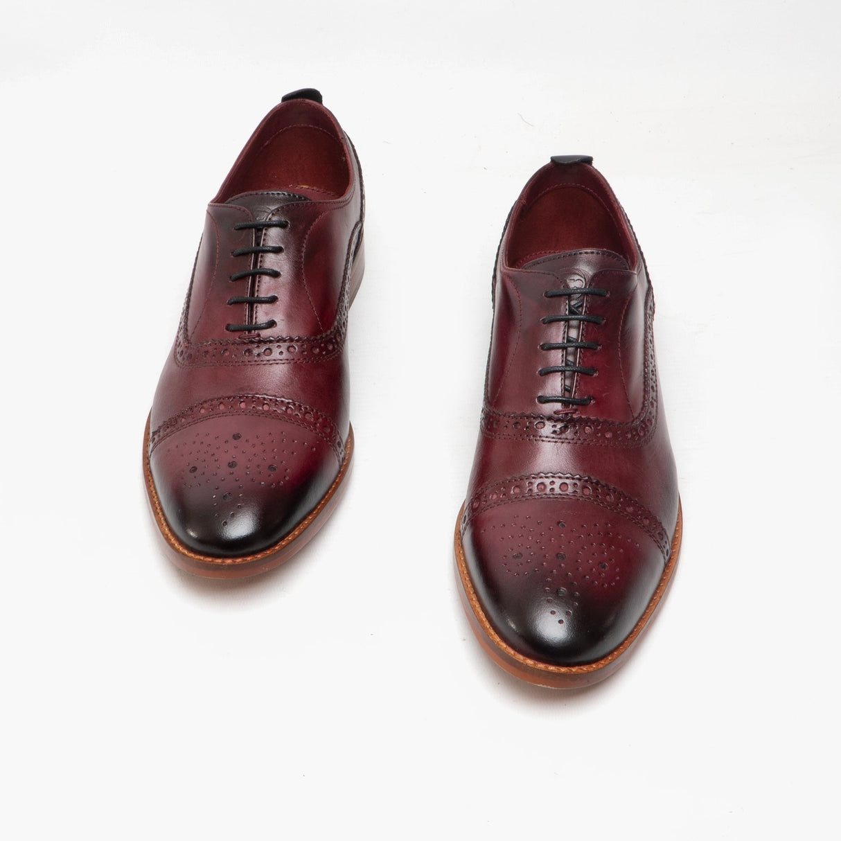 Base London CAST Mens Leather Brogue Shoes Bordo