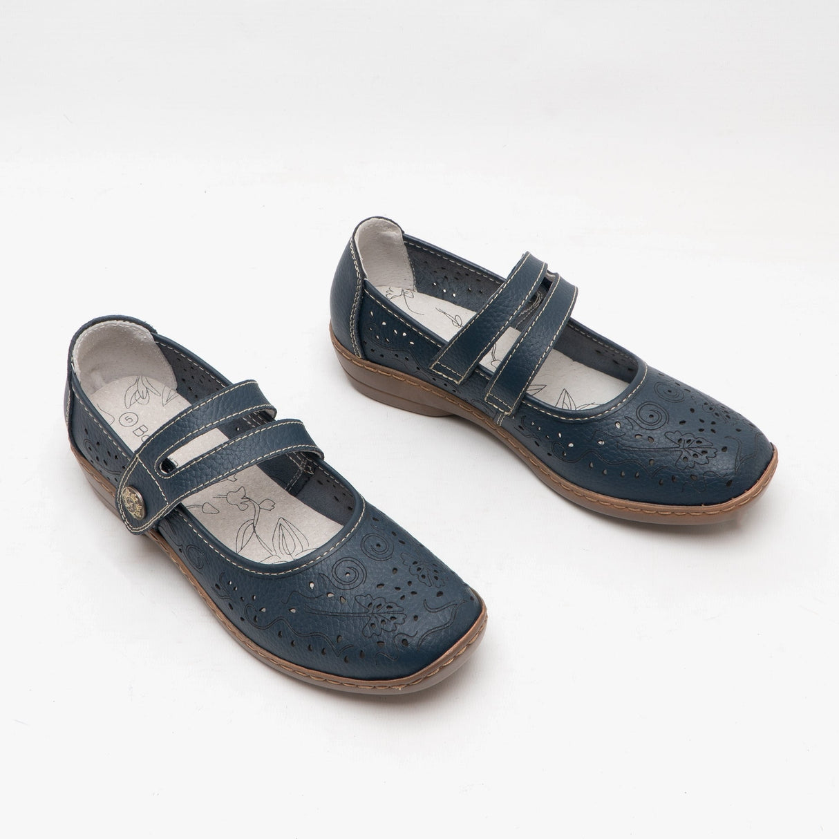 Boulevard CHARLOTTE Womens Leather Mary Jane Shoes Blue