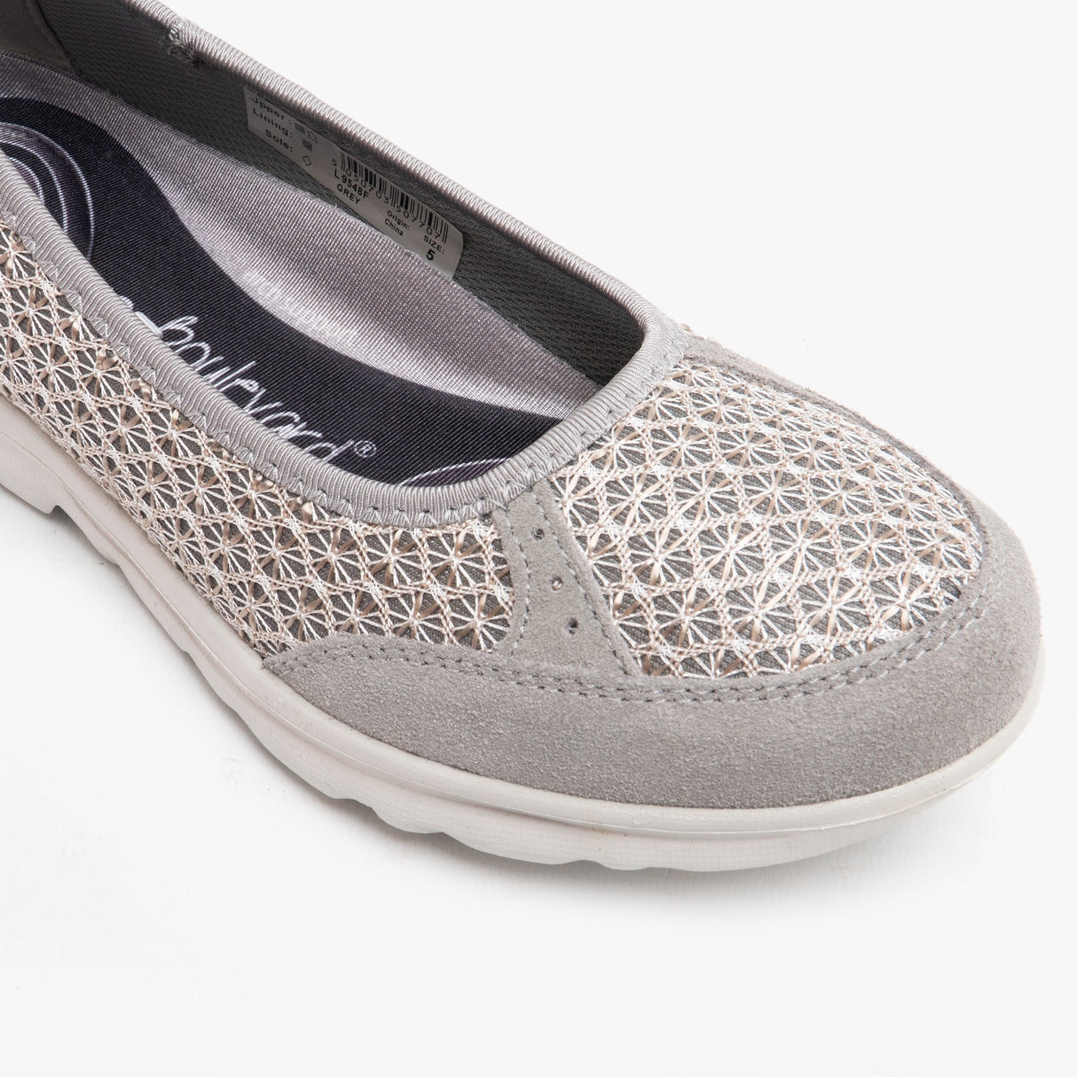 Boulevard L9548F Womens Memory Foam Slip On Trainers Grey