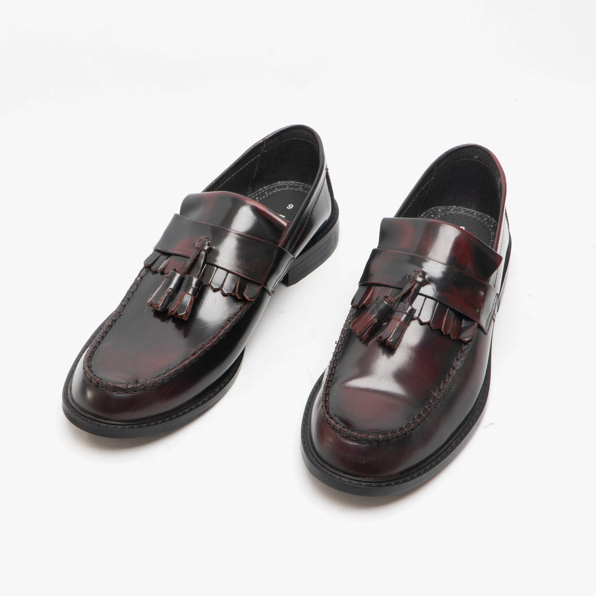 Roamers RUDEBOYZ Mens Polished Leather Tassel Loafers Oxblood