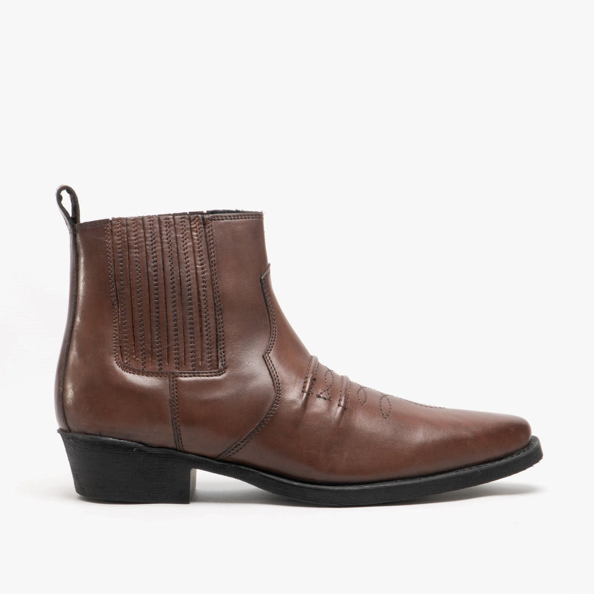 Woodland NEBRASKA Mens Leather Cowboy Boots Distressed Brown