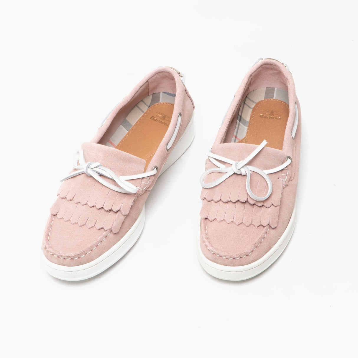 Barbour KLARA Womens Suede Fringe Loafers Pink