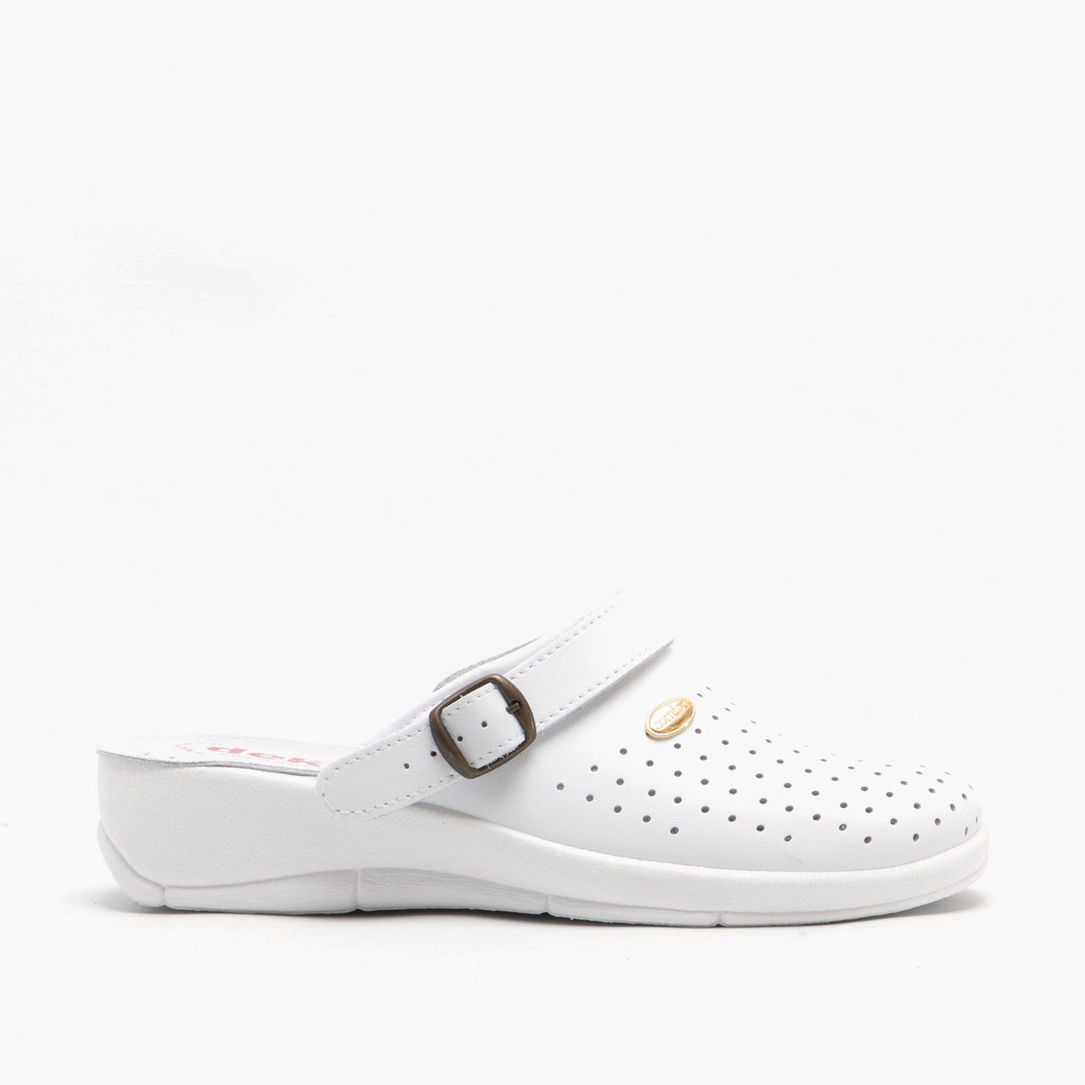 DEK JANETTE Womens Leather Mule Clogs Sandals White