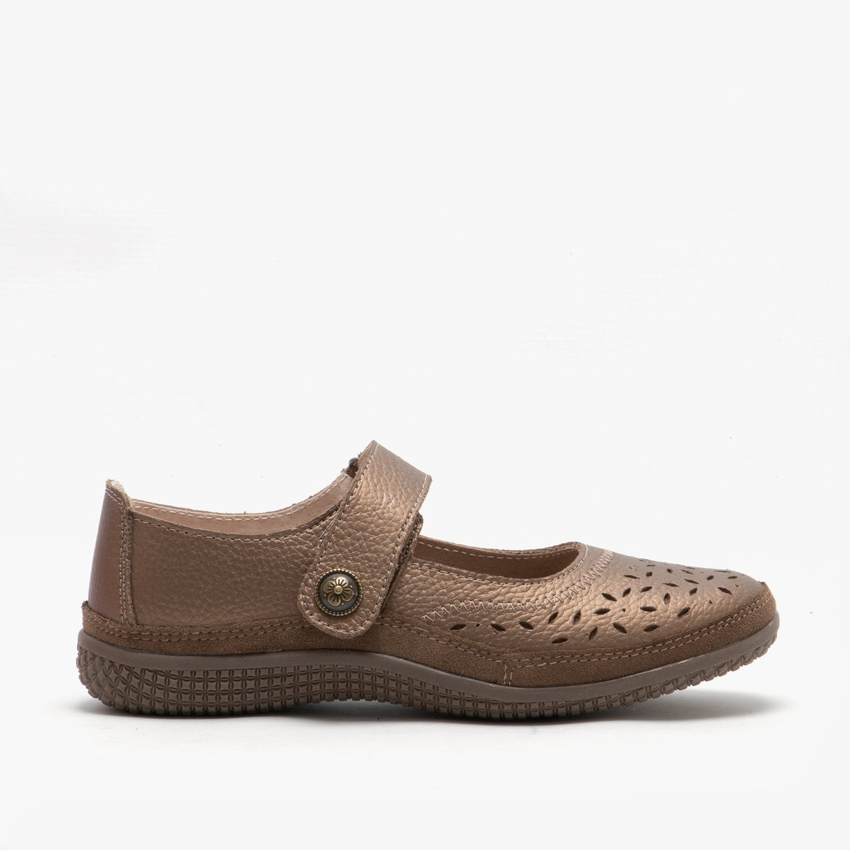 Boulevard ALEX Womens Extra Wide EEE Leather Velcro Mary Jane Shoes Bronze