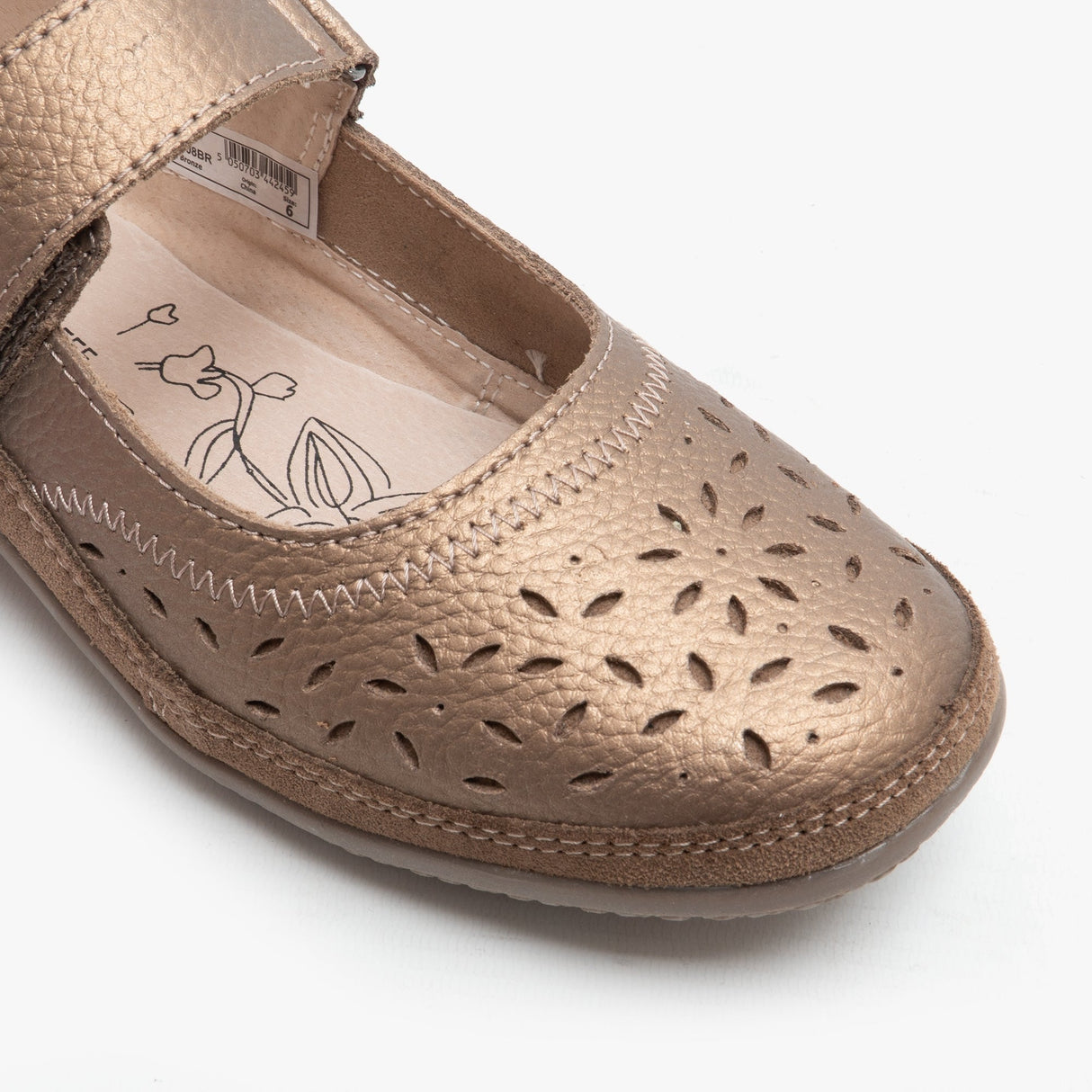 Boulevard ALEX Womens Extra Wide EEE Leather Velcro Mary Jane Shoes Bronze