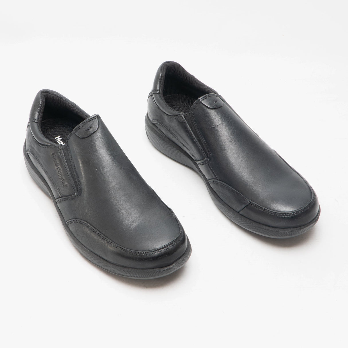 Hush Puppies AARON Mens Leather Slip On Shoes Black
