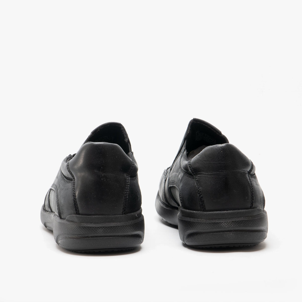 Hush Puppies AARON Mens Leather Slip On Shoes Black