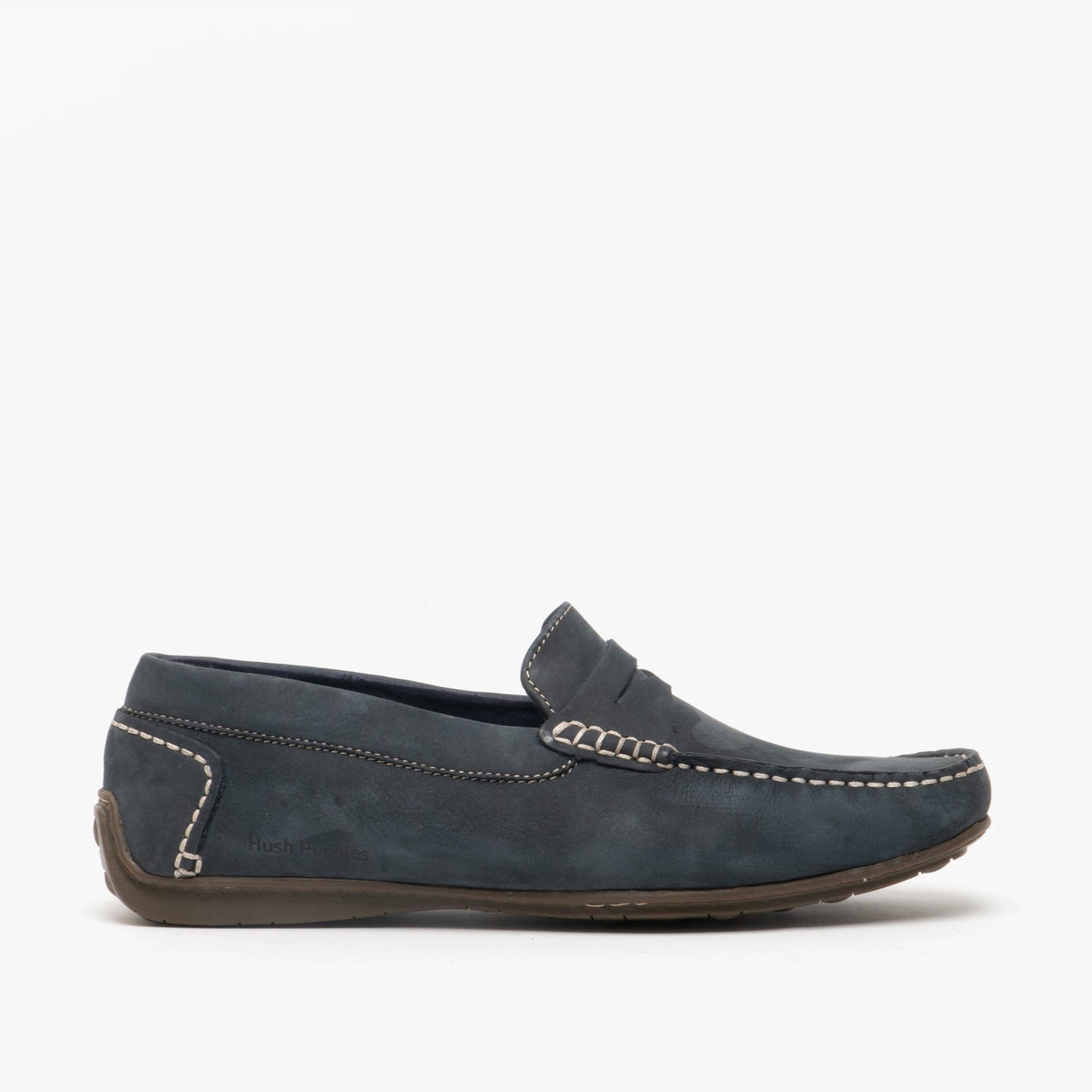 Hush Puppies ROSCOE Mens Nubuck Loafers Navy