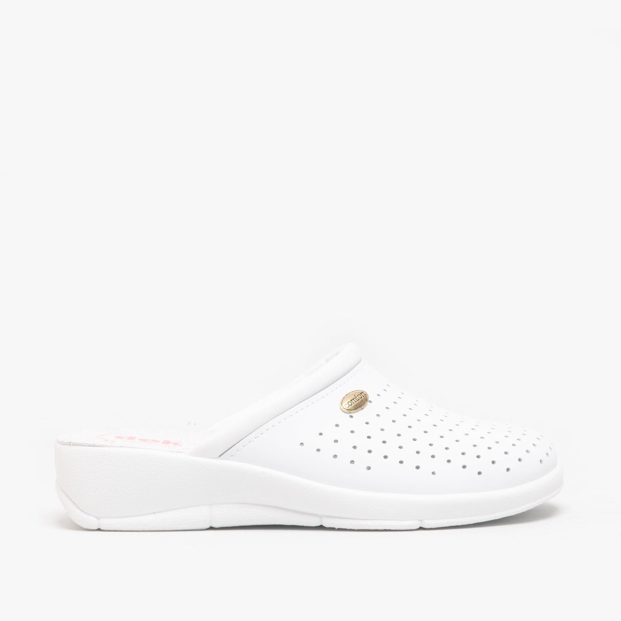 DEK ANGIE Womens Leather Mule Clogs Sandals White