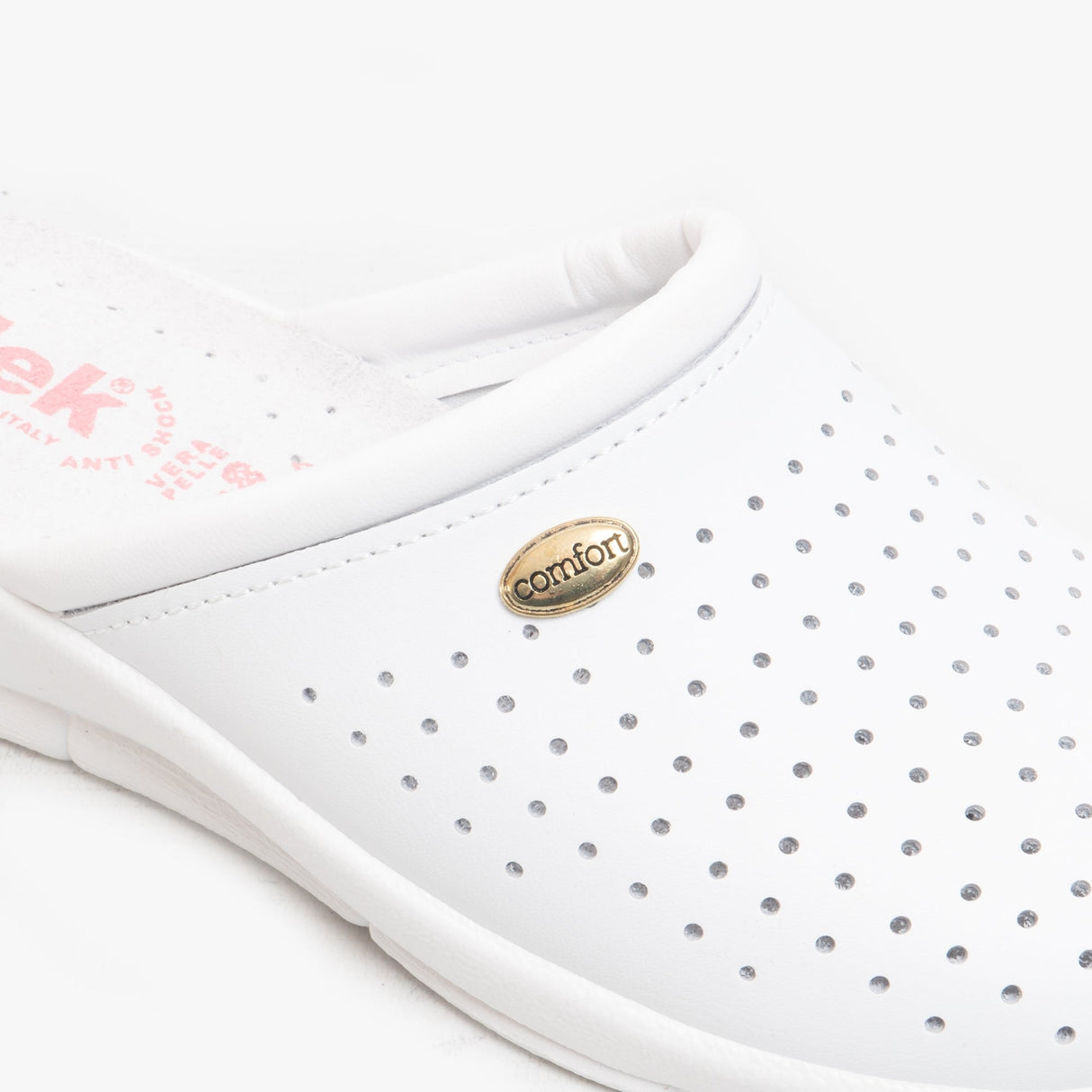 DEK ANGIE Womens Leather Mule Clogs Sandals White