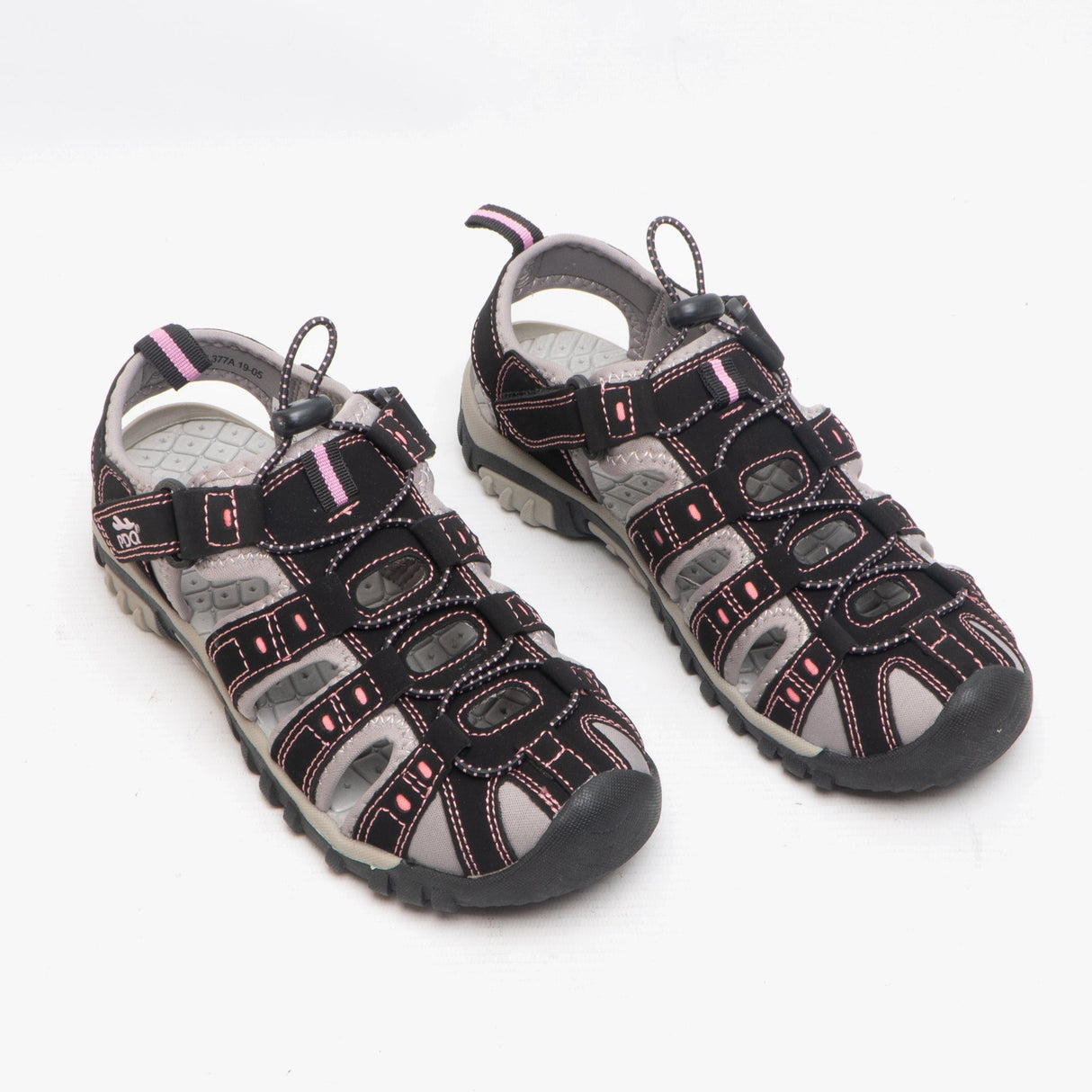 PDQ SASHA Womens Toggle & Velcro Summer Trail Sandals Black/Pink