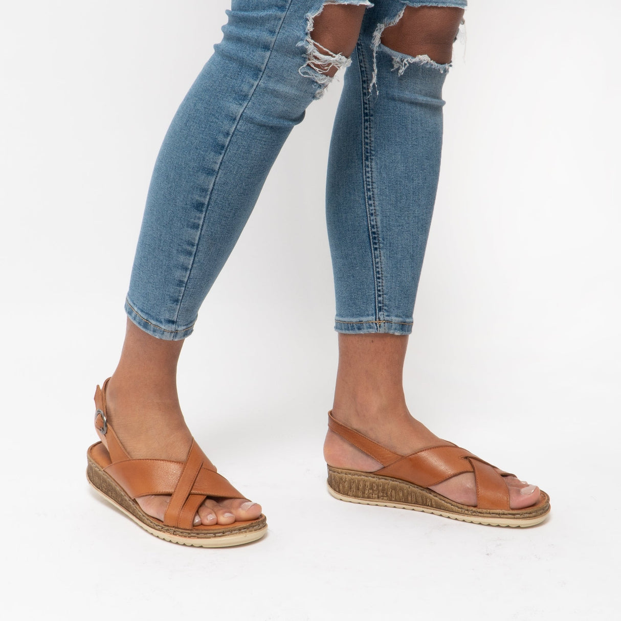 Hush Puppies ELENA Womens Leather Sandals Tan