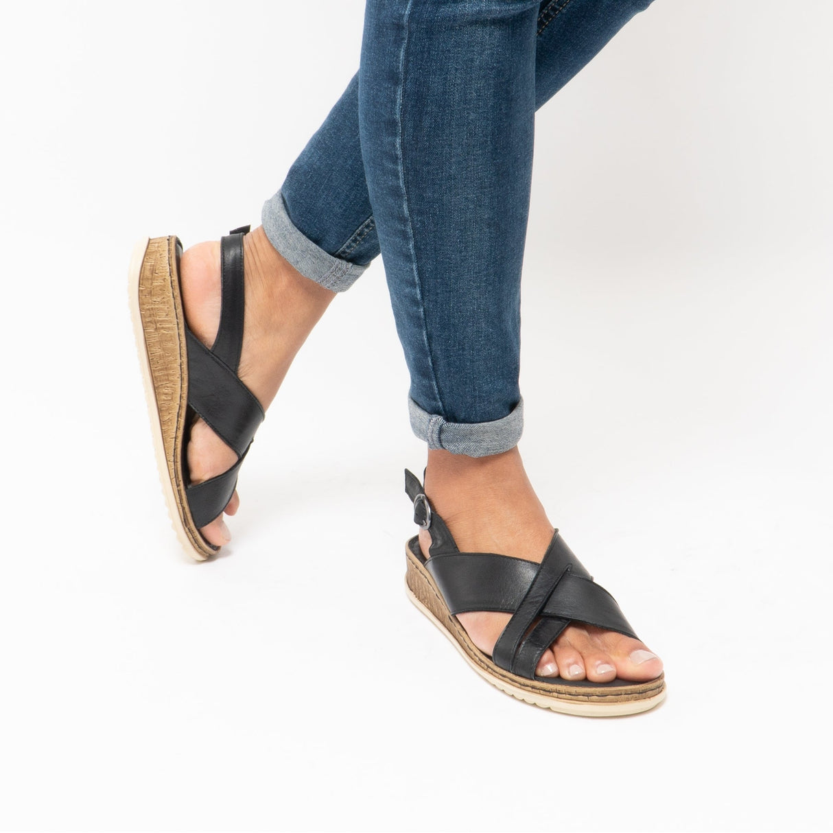 Hush Puppies ELENA Womens Leather Sandals Black