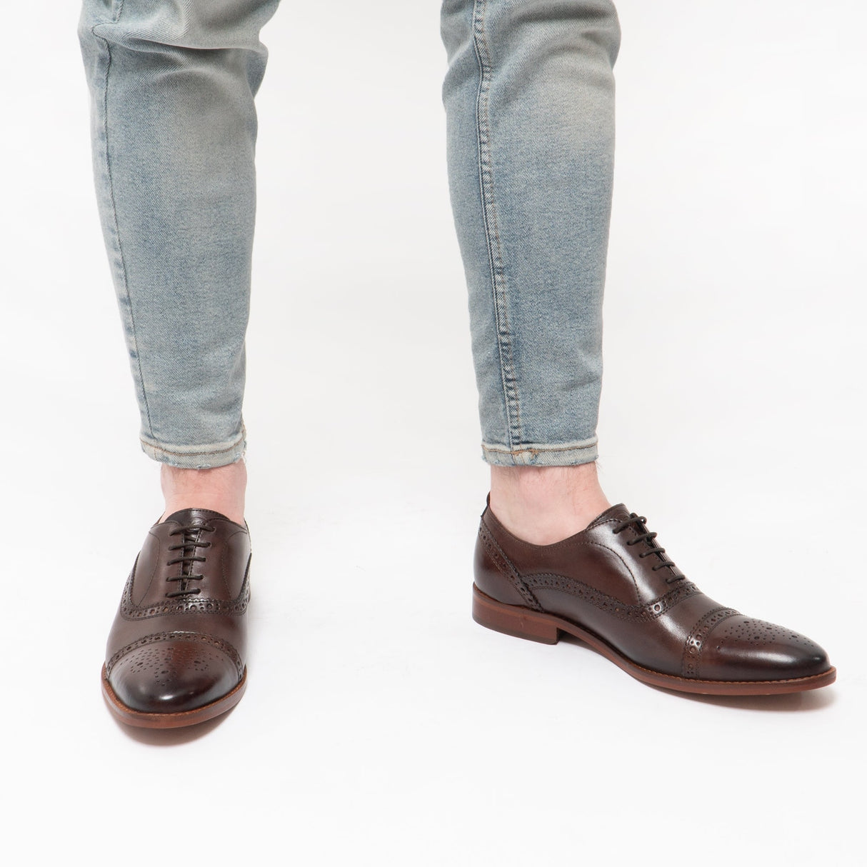 Base London CAST Mens Leather Brogue Shoes Brown