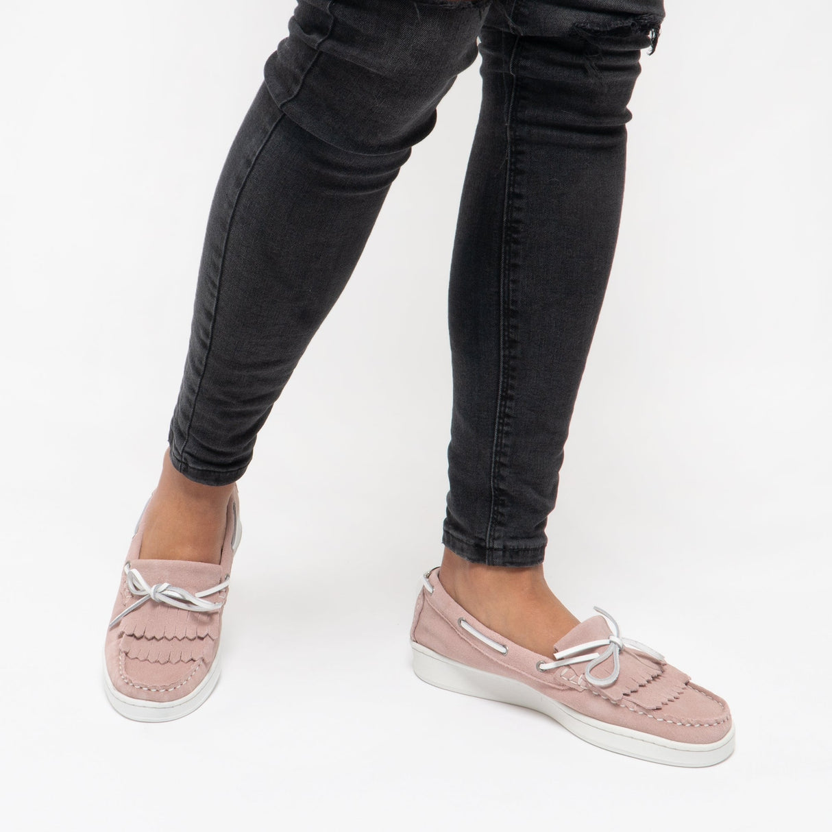 Barbour KLARA Womens Suede Fringe Loafers Pink