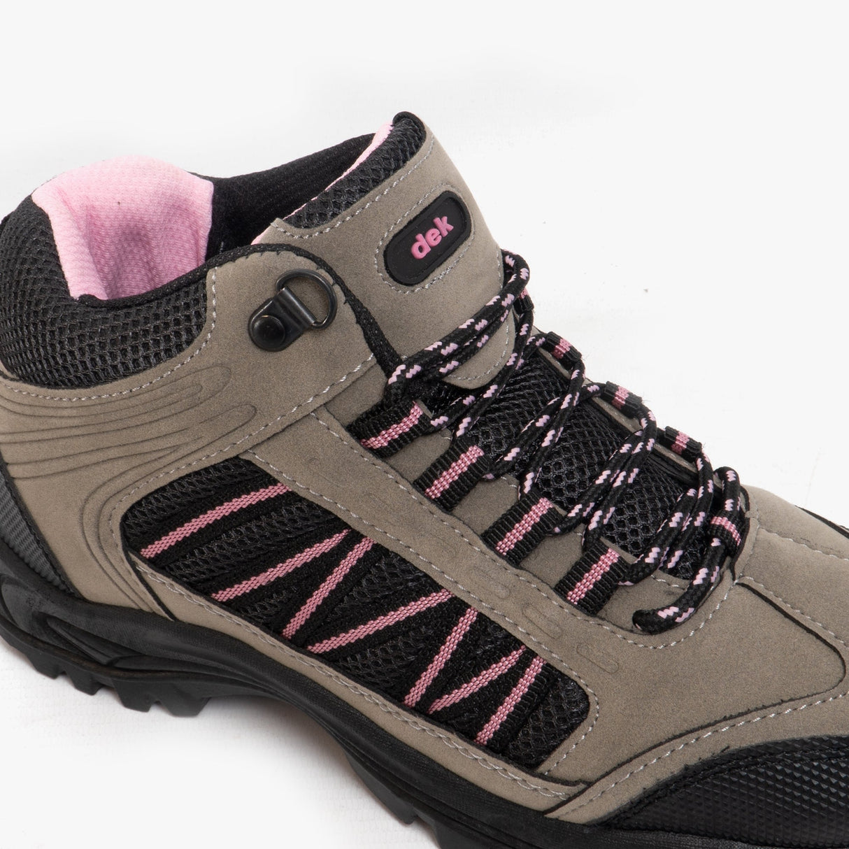 DEK GRASSMERE Womens Scuff Cap Trek Ankle Boots Grey/Pink