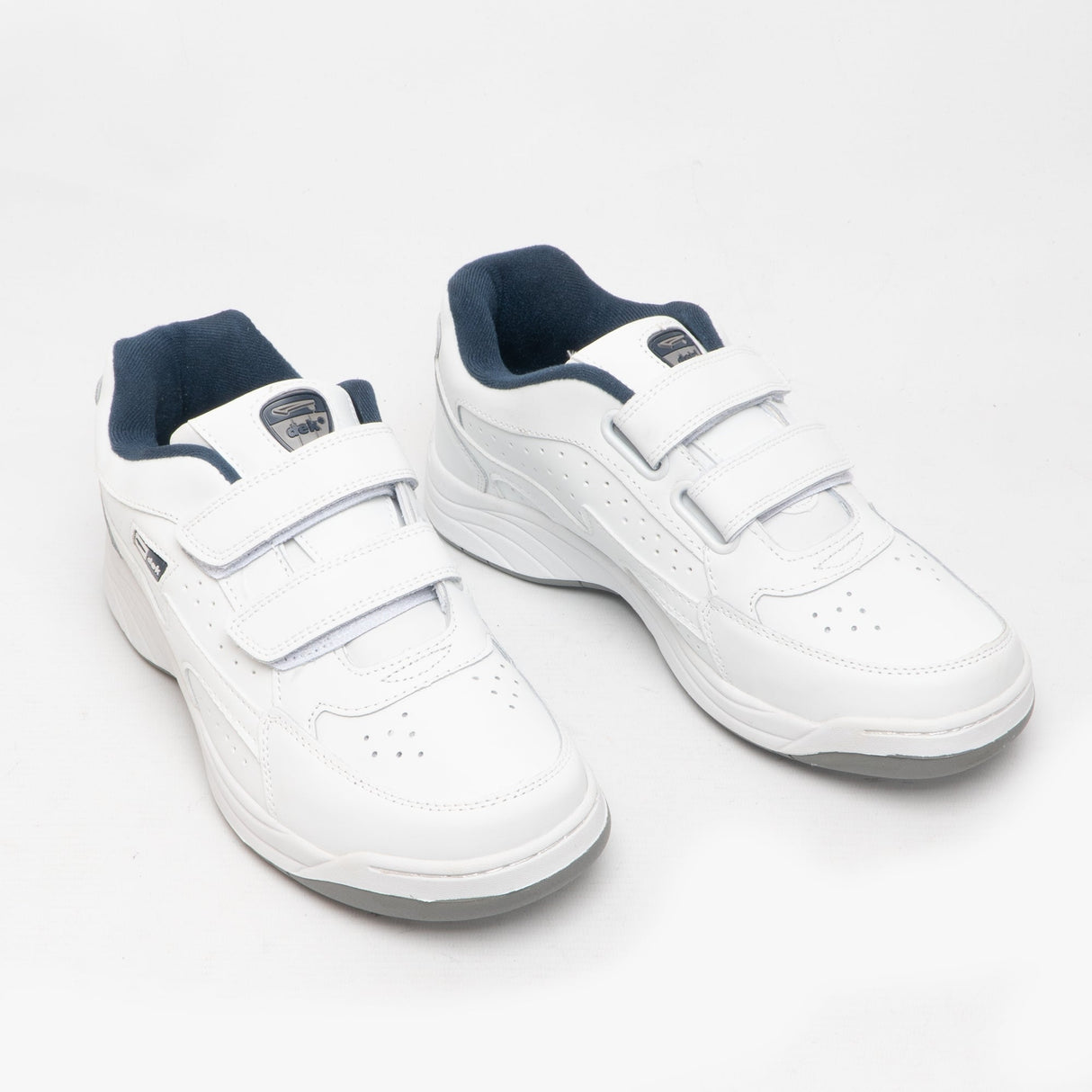 DEK ARIZONA Mens Leather Twin Velcro Trainers White