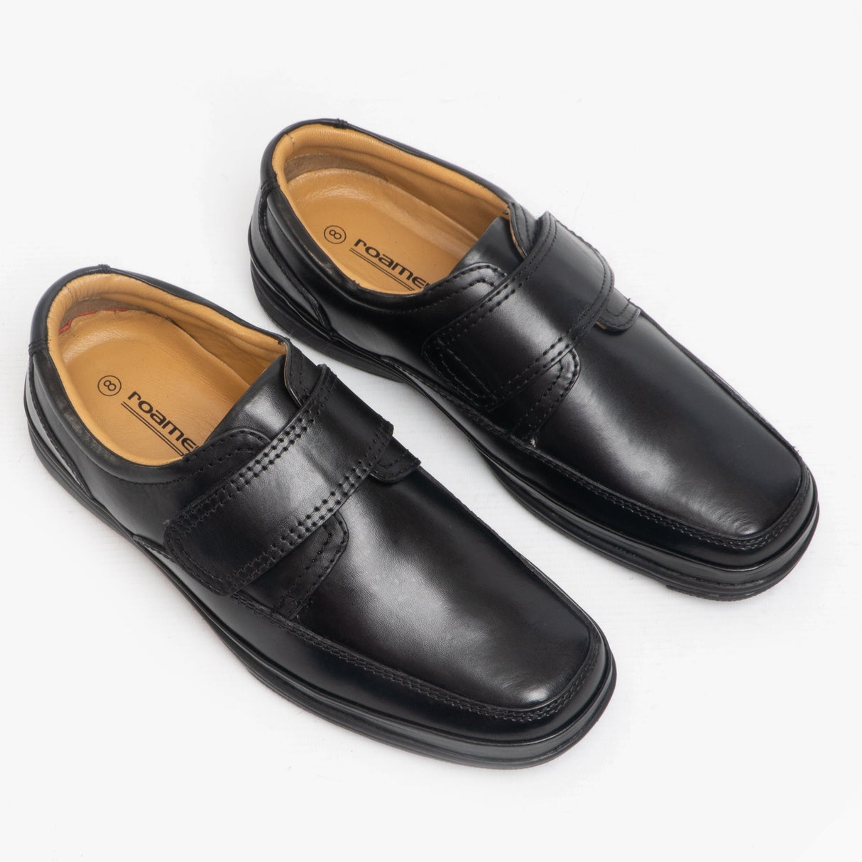 Roamers WALLACE Mens Burnished Leather Wide Fit Casual Shoes Black