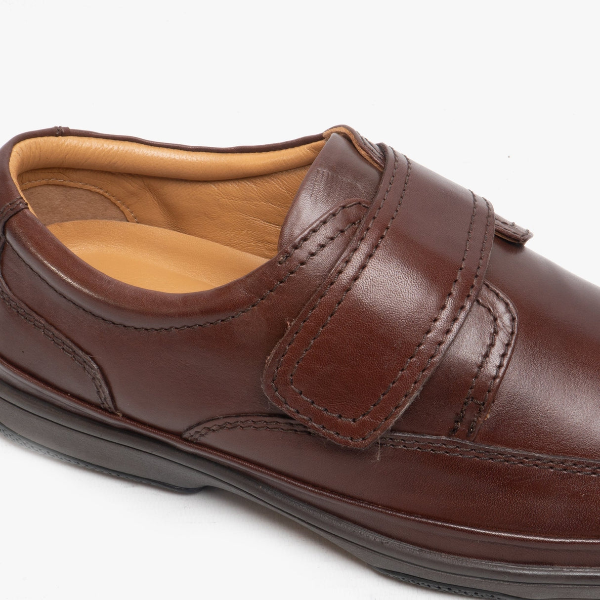 Roamers WALLACE Mens Burnished Leather Wide Fit Casual Shoes Brown