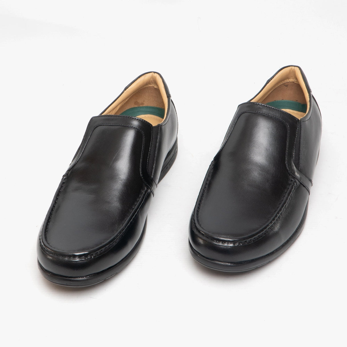 Roamers HUBERT Mens Leather Extra Wide Slip On Shoes Black