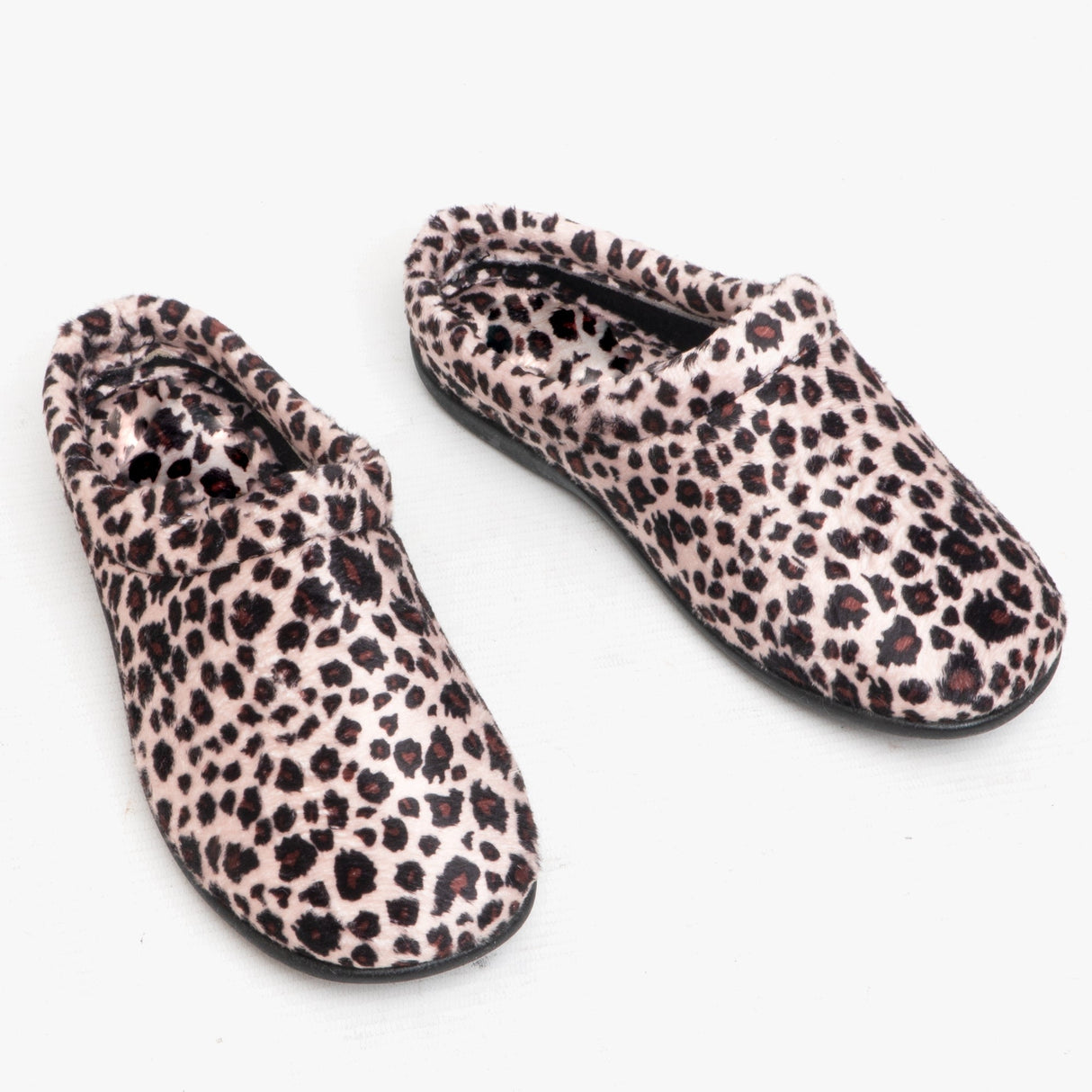 HOS Comfort CLAIRE Womens Plush Textile Mules Leopard