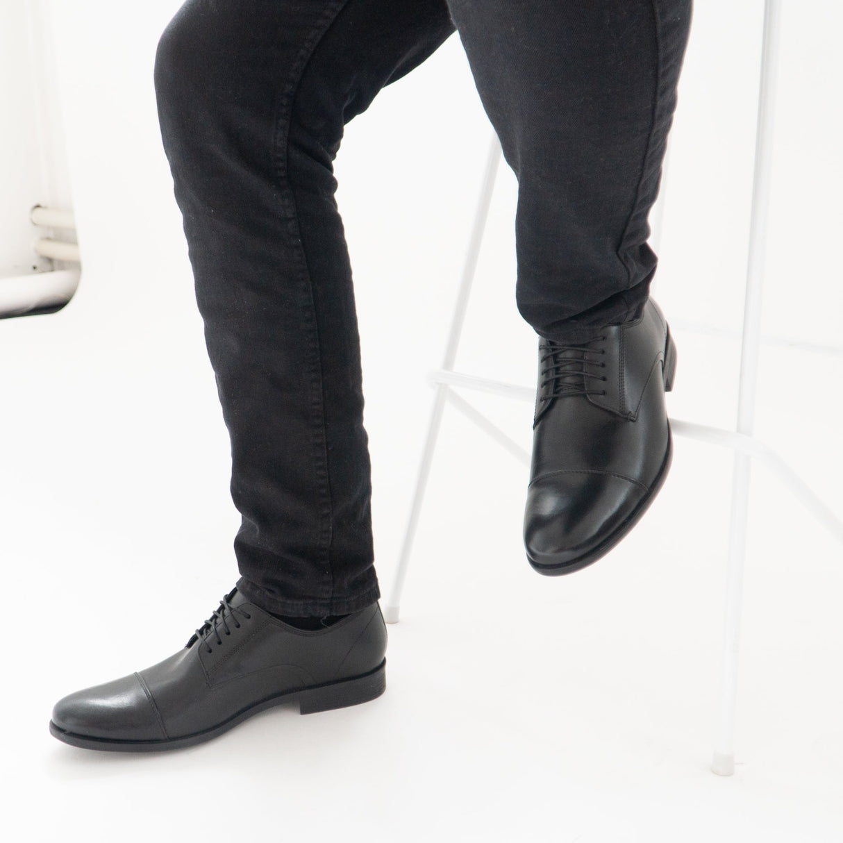 Hush Puppies OLLIE Mens Leather Toe Cap Shoes Black