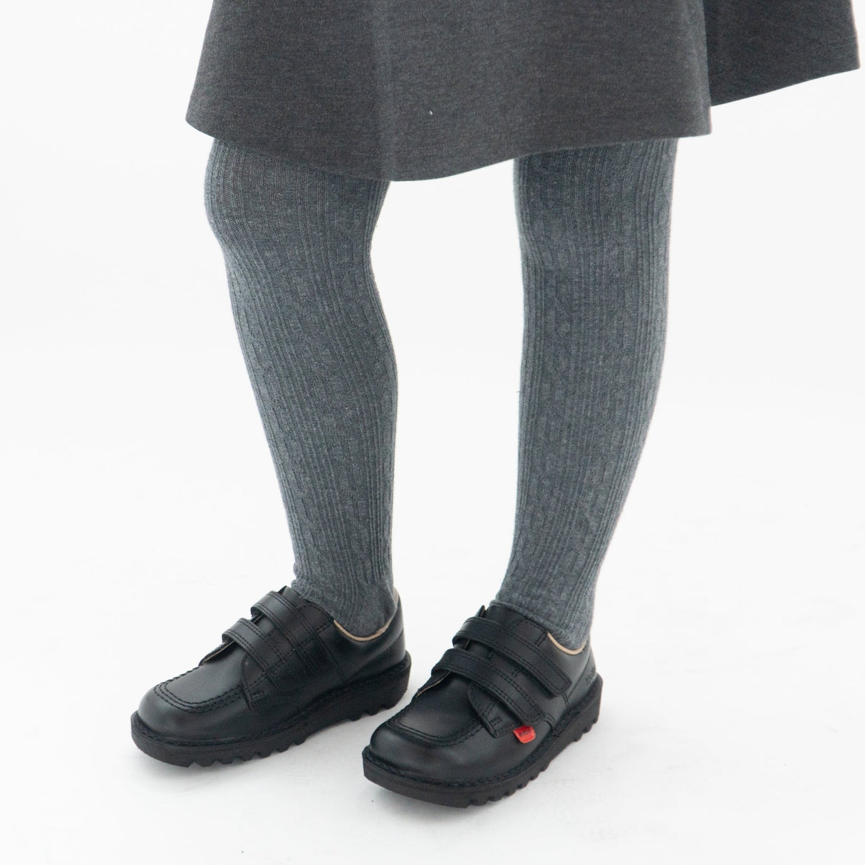 Kickers KICK LO Kids Leather Velcro Shoes Black