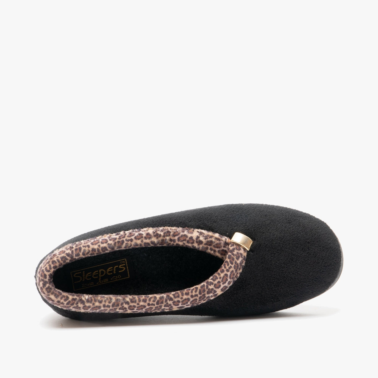Sleepers DAWN Womens Velour Full Slippers Black/Ocelot