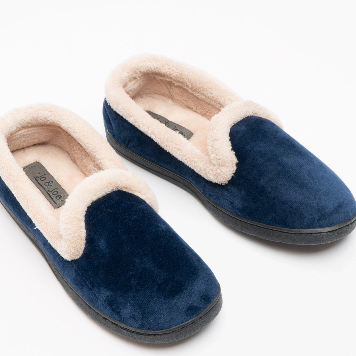 Jo & Joe CASHMERE Womens Velour Full Slippers Navy