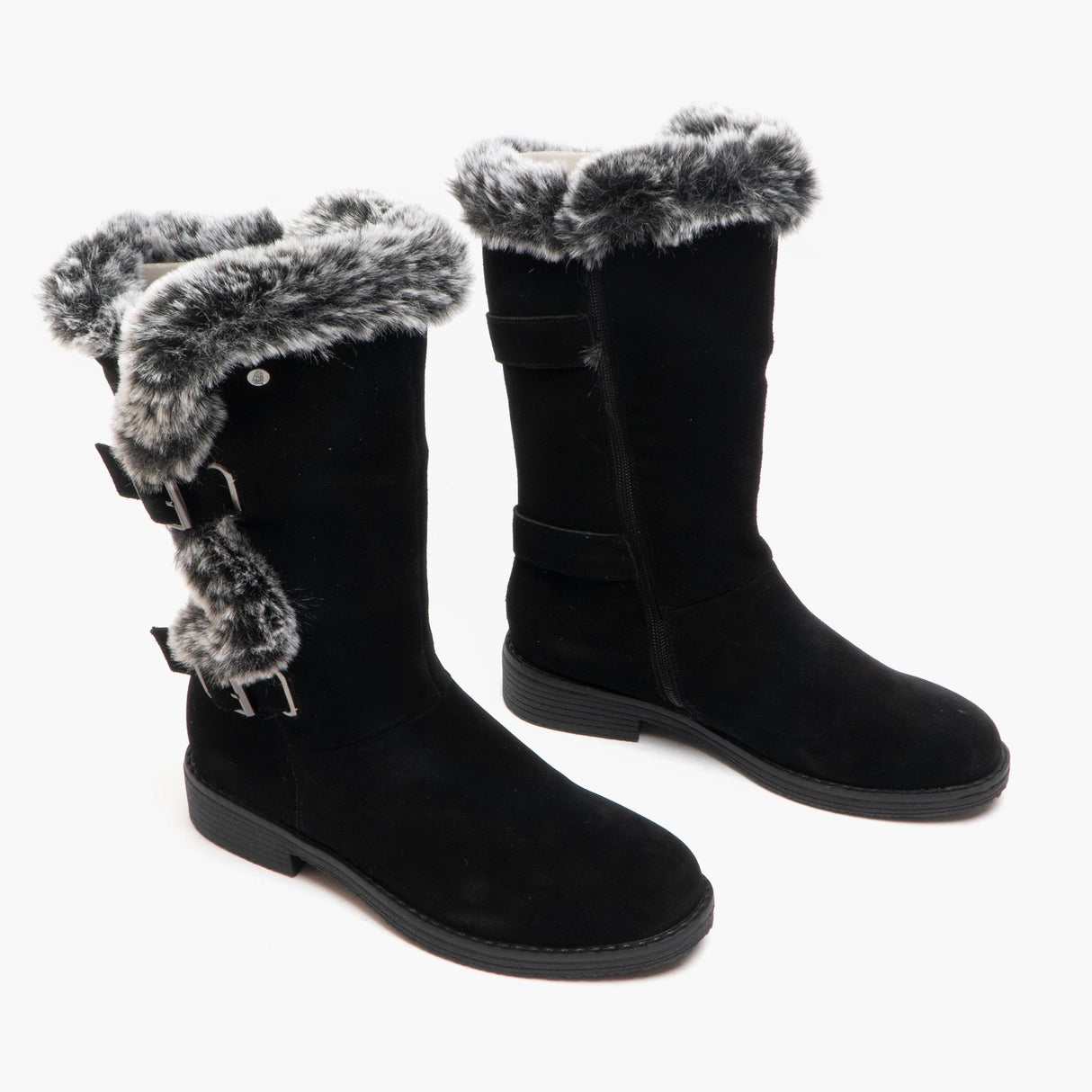 Hush Puppies MEGAN Womens Suede Mid Height Boots Black