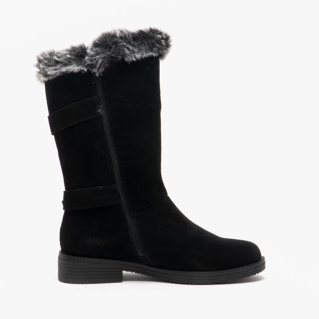 Hush Puppies MEGAN Womens Suede Mid Height Boots Black