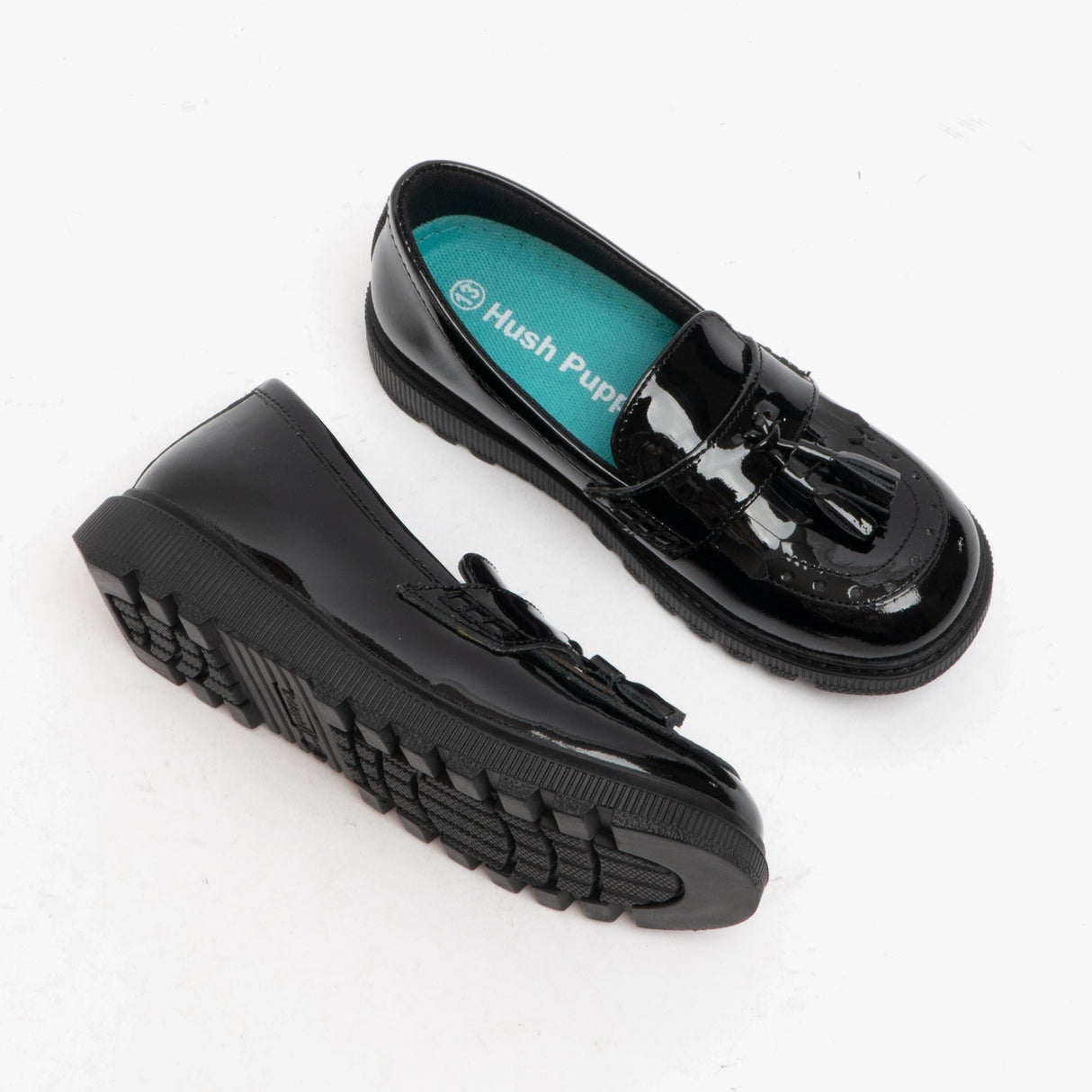 KAREN JNR Girls Leather Slip On Shoes Patent Black