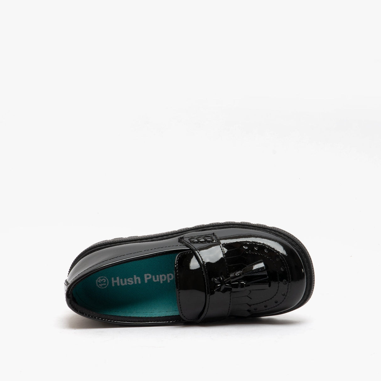 KAREN JNR Girls Leather Slip On Shoes Patent Black