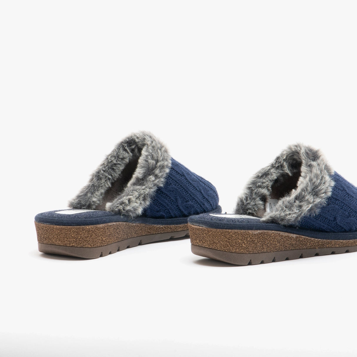 HOS Comfort MEGAN Womens Wool Mule Slippers Blue