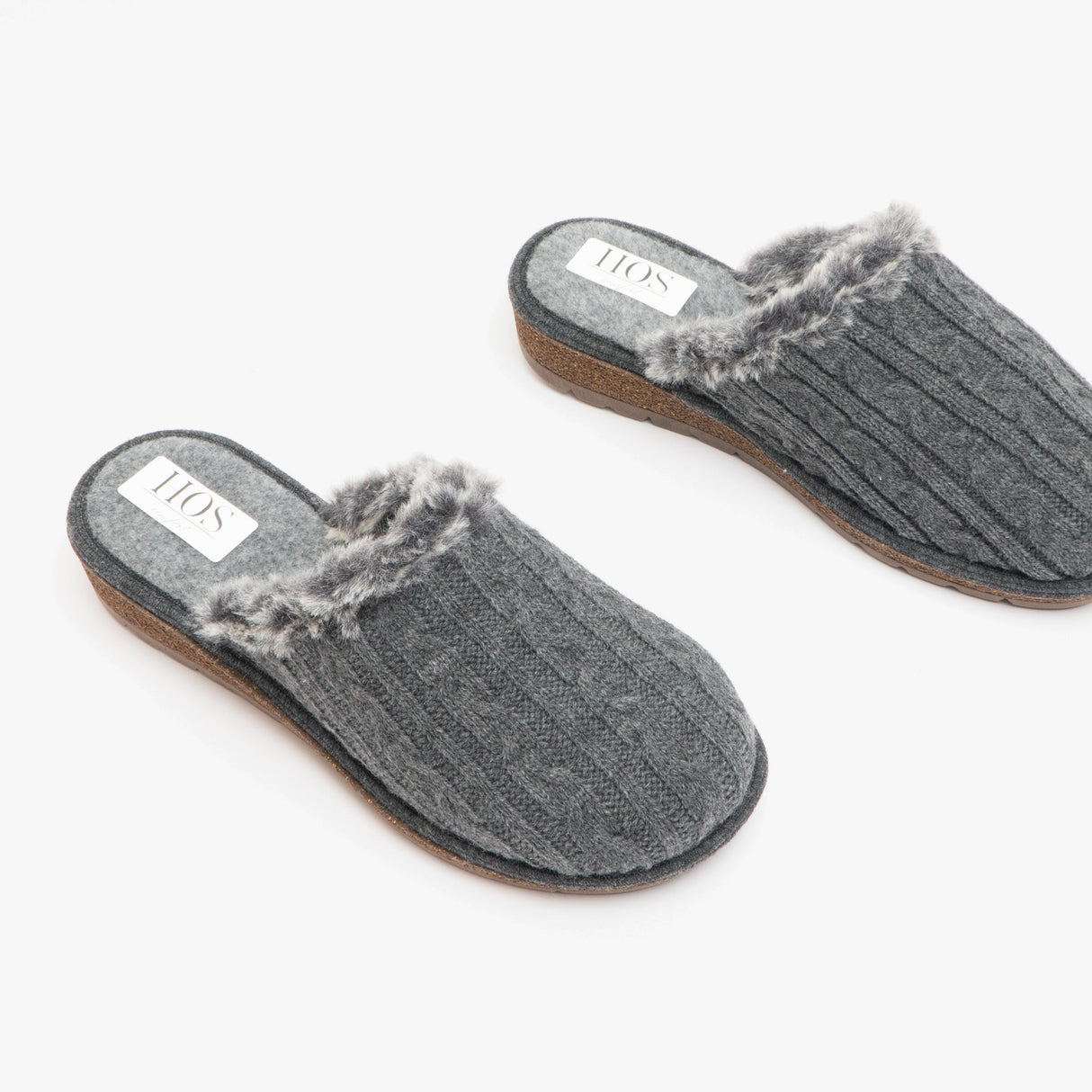HOS Comfort MEGAN Womens Wool Mule Slippers Grey