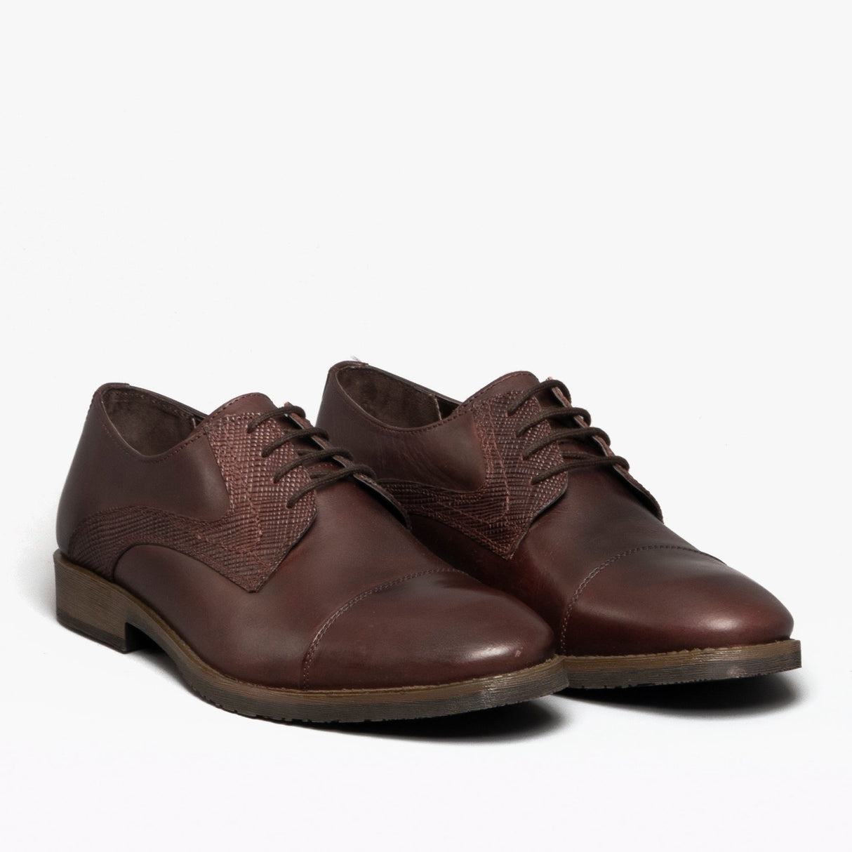 Hush Puppies DERBY Mens Leather Plain Toe Shoes Brown