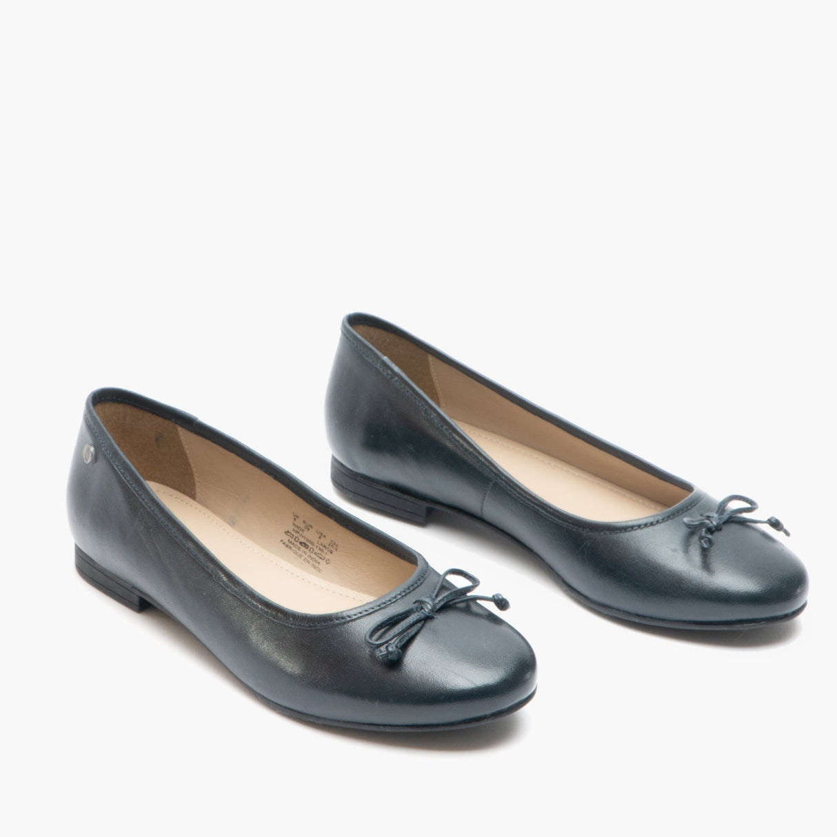 Hush Puppies NAOMI Womens Leather Ballerina Pumps Navy