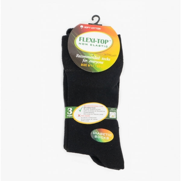 Shuperb Mens 3 Pack Of Diabetic Socks Black: One Size