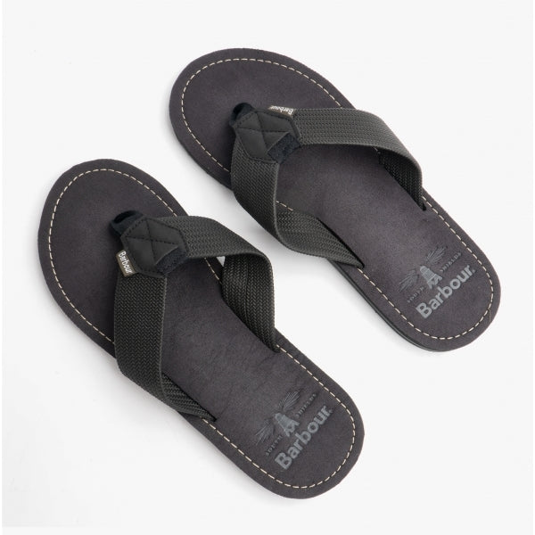 Barbour TOEMAN Mens Flip Flops Black