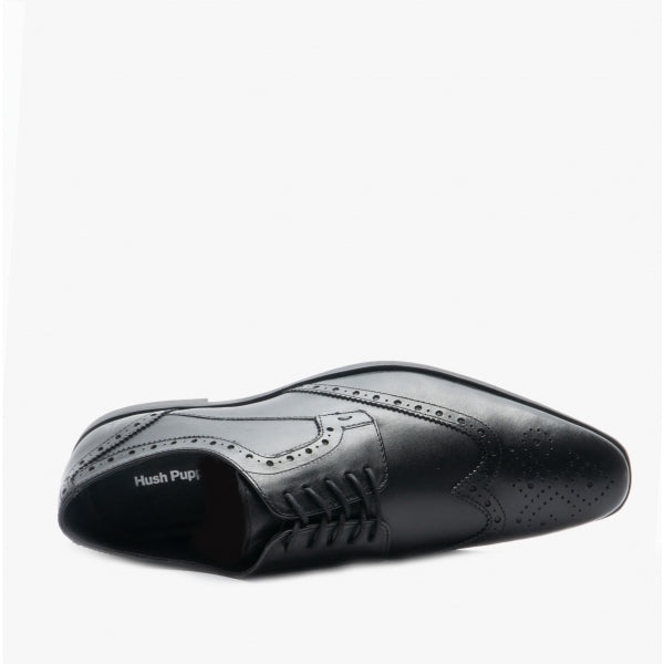 Hush Puppies ELLIOT BROGUE Boys Leather Lace Up Shoes Black