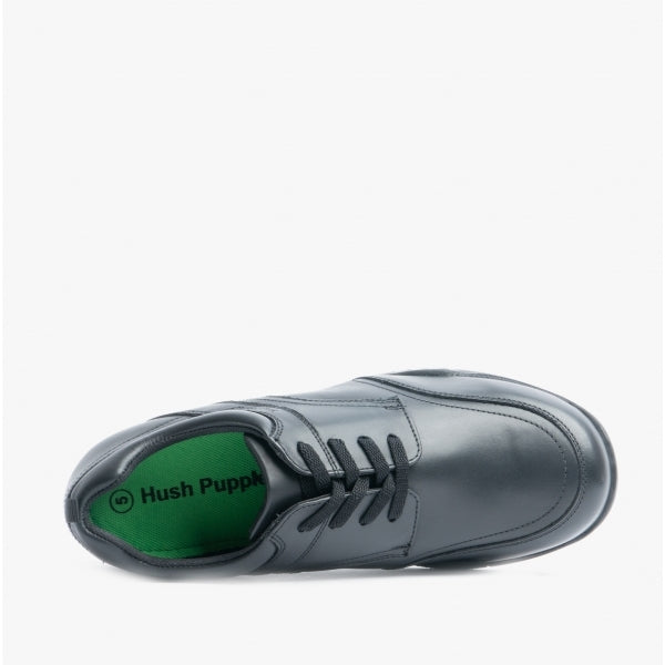 Hush Puppies HARVEY Boys Leather School Shoes Black