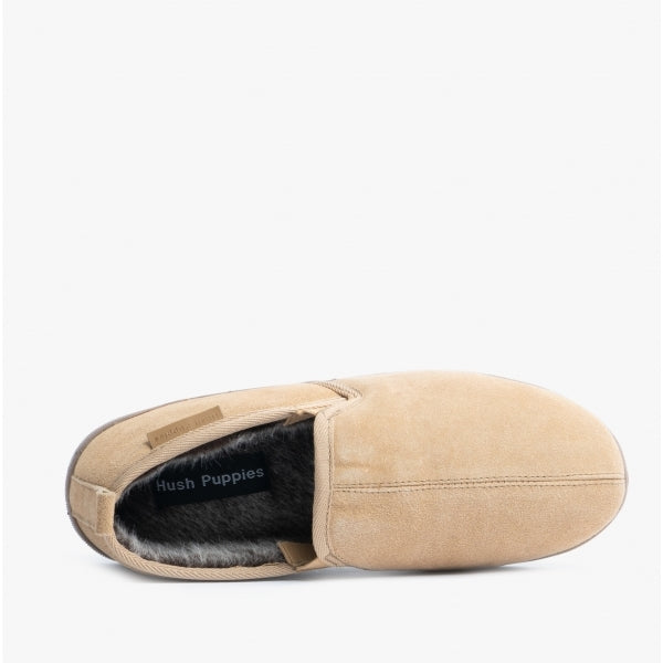 Hush Puppies ARNOLD Mens Suede Full Slippers Tan