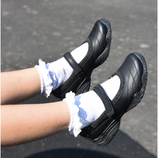 Skechers 81264L/BLK VELOCITY POUTY Girls Leather School Shoes Black