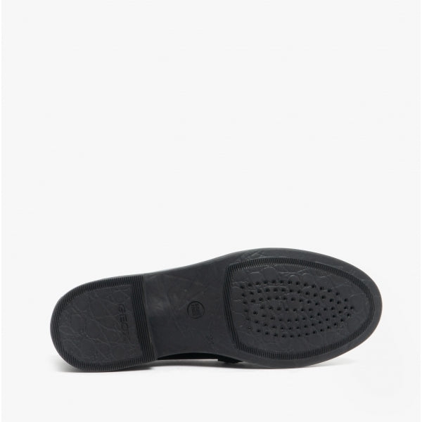 GEOX JR AGATA Girls Moccasin Tassel School Shoes Patent Black