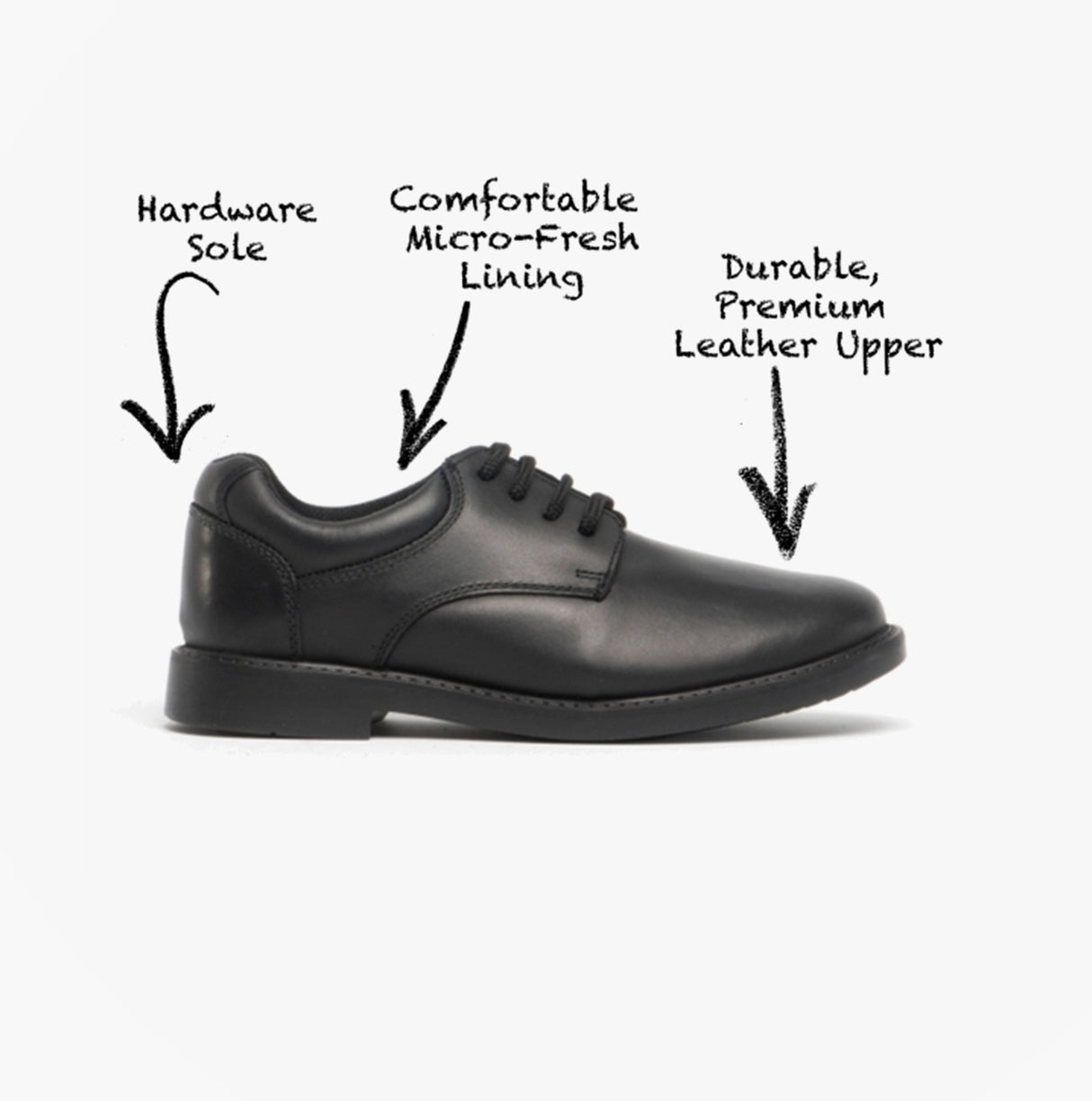 Hush Puppies TIM Boys Leather School Shoes Black