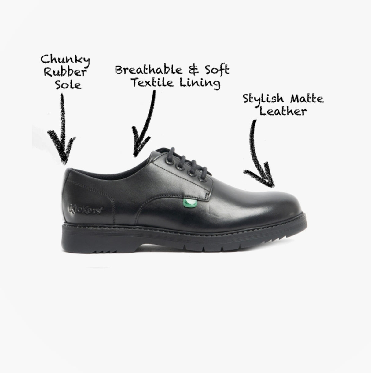 Kickers 116241 FINLEY LO Boys School Shoes Black