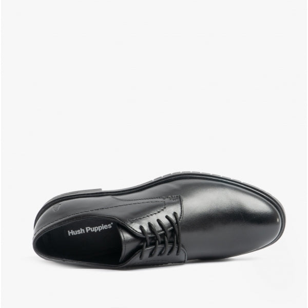 Hush Puppies STERLING Mens Leather Derby Shoes Black