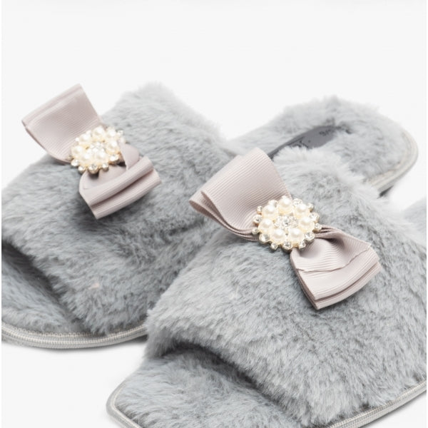 Jo & Joe EMPRESS Womens Open Toe Mule Slippers Grey